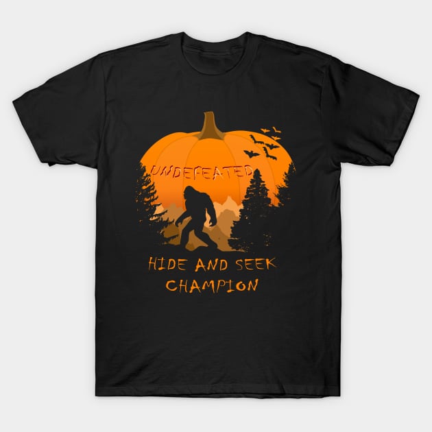 Halloween Bigfoot Hide And Seek Champion T-Shirt by Nerd_art